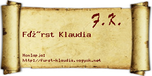 Fürst Klaudia névjegykártya